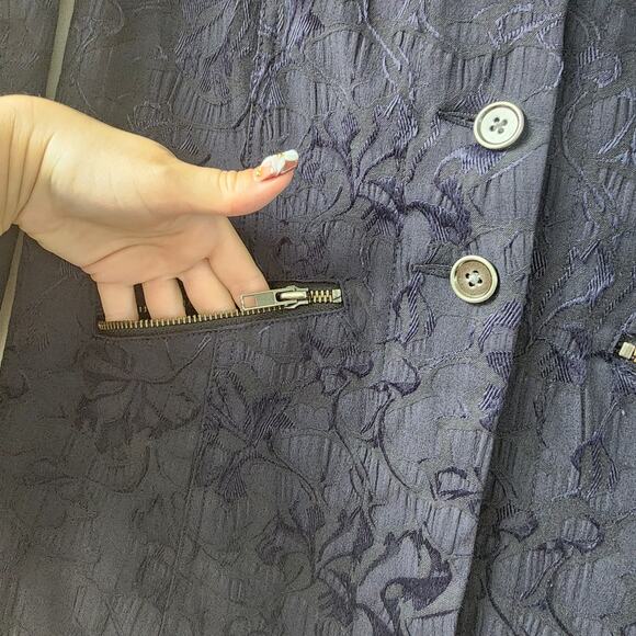 Free people Goth Navy black brocade corset lace up Blazer Jacket Vamp  victorian - Picture 9 of 12